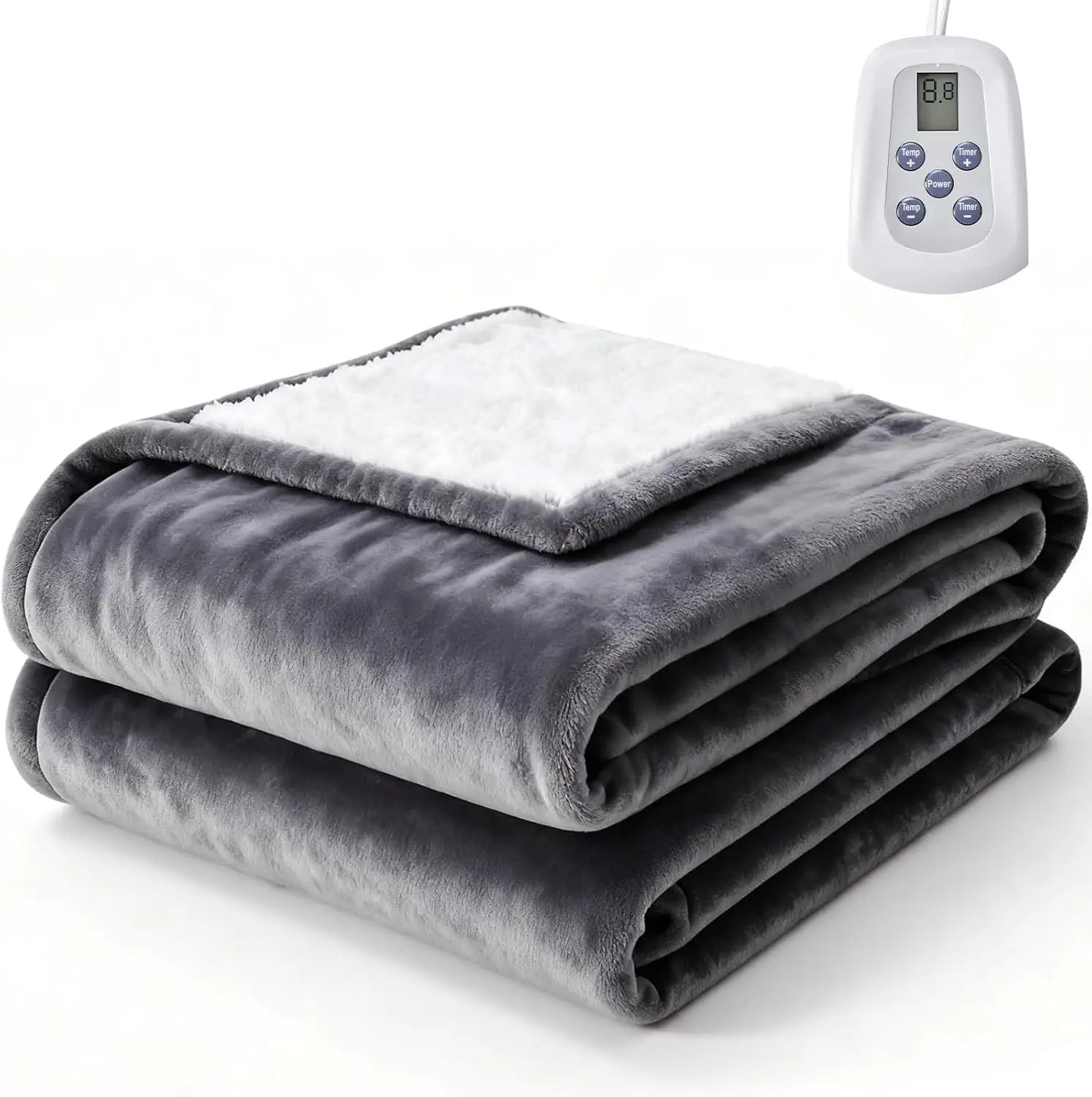 Twin Electric Heated Blanket – 10 Levels, Flannel & Sherpa Peaceful Pleasures Health and Wellness United States