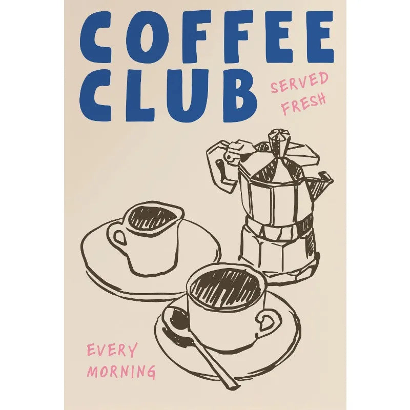 Retro Kitchen Canvas Wall Art | Coffee & Food Poster Print
