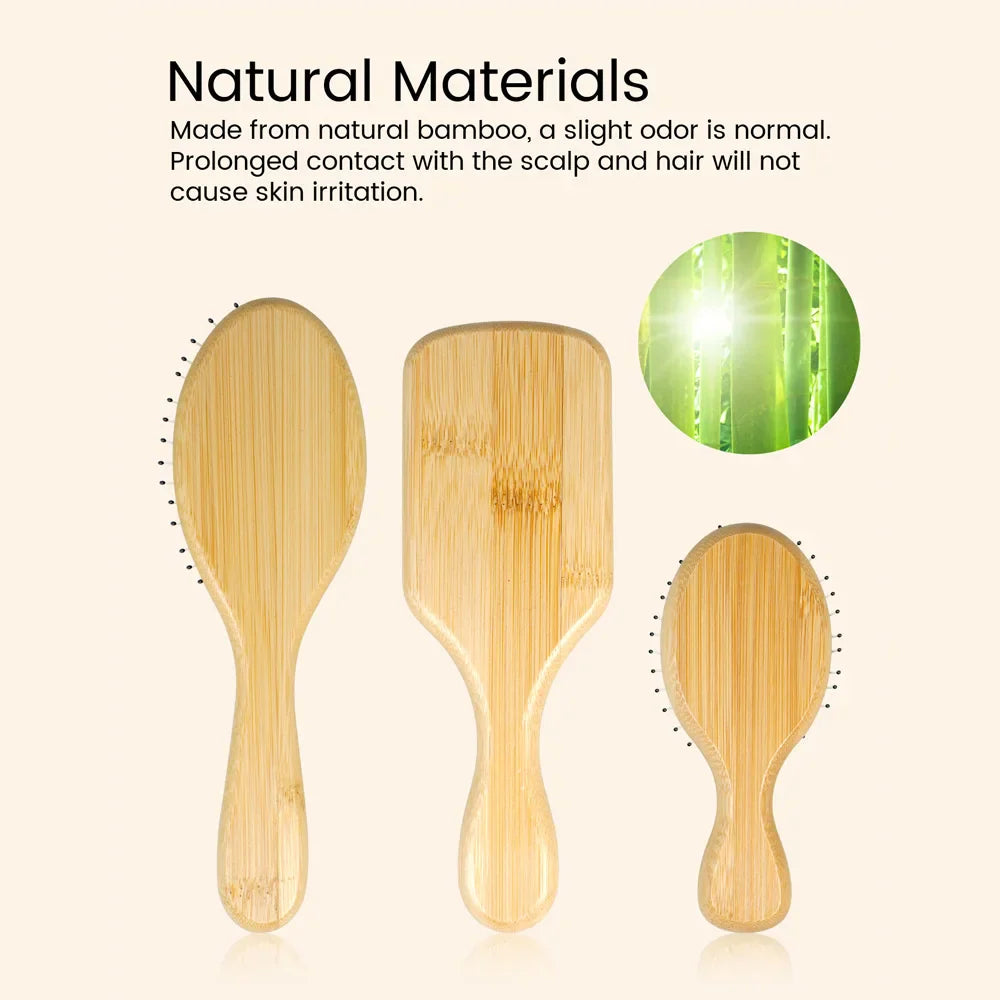 Bamboo Hair Brush with Boar Bristles – Detangle & Shine