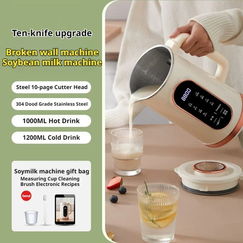1500ml Soy Milk Maker & Blender | 10-Blade, 12 Functions