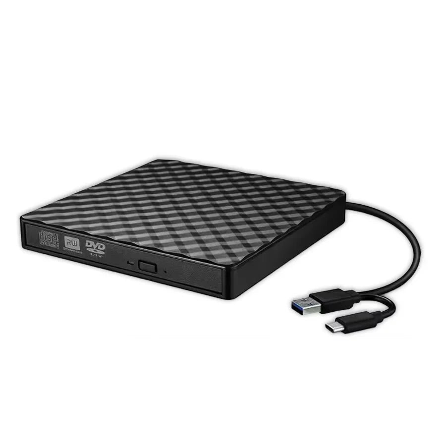 2 in 1 USB 3.0 Type C External DVD RW ROM CD Player Writer Reader Optical Drives for Laptop Desktop Computer Portable DVD Burner Peaceful Pleasures Health and Wellness black