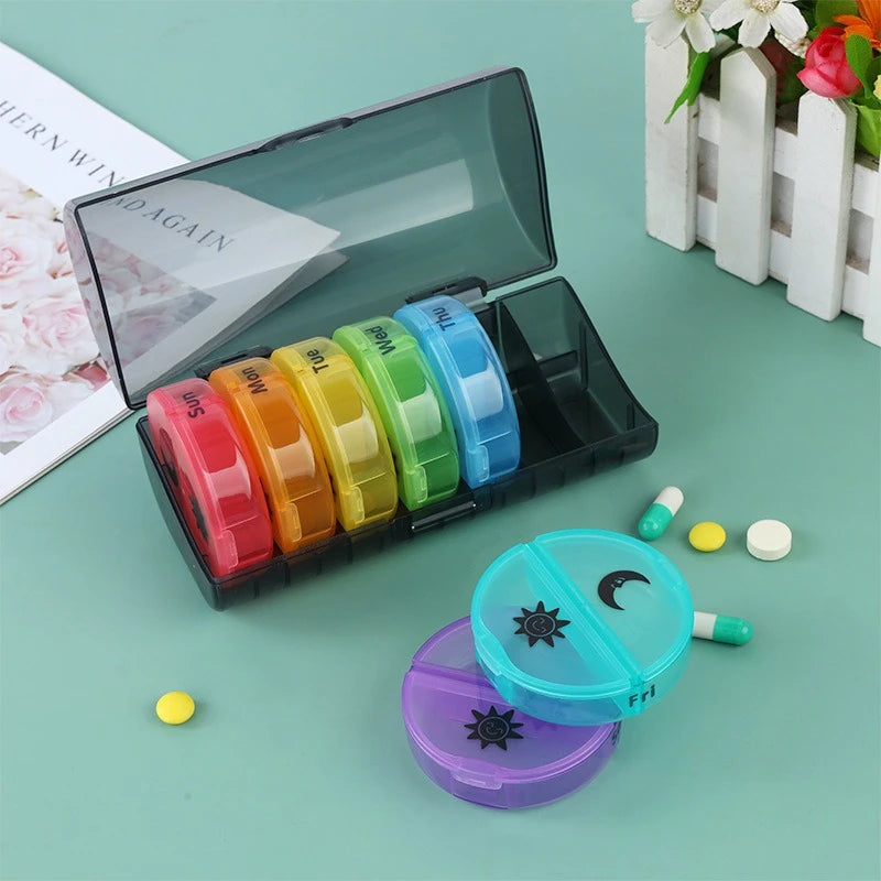 Medicine Box Seven Days a Week 21 Boxes of Black Medicine Boxes Portable Plastic Boxes Drug Packaging Box Large Volume Dispenser Peaceful Pleasures Health and Wellness