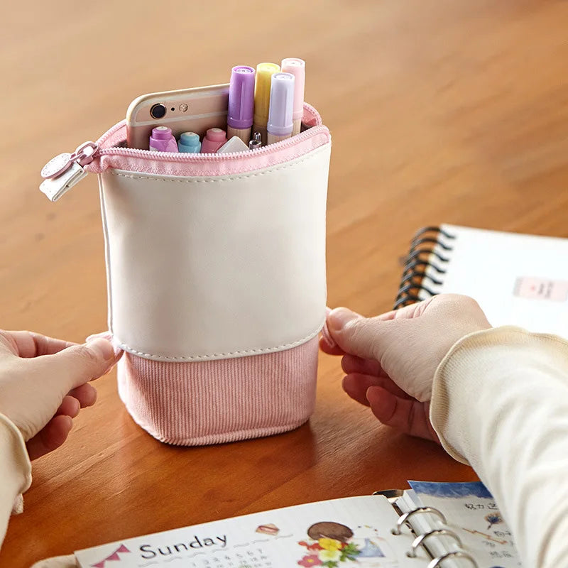 New Creative Retractable Pencil Case Kawaii DIY Printed Pen Case Large Capacity Pen Holder Office Stationery Storage Pencil Bag Peaceful Pleasures Health and Wellness