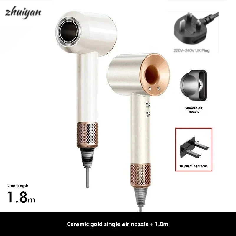 2026 Negative Ion with Air Collecting Scattering Nozzle Salon Tool for Home Travel Professional Leafless Wall-mounted Hair Dryer Peaceful Pleasures Health and Wellness gold UK
