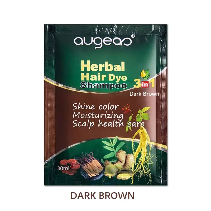 Natural Plant Hair Dye Shampoo – 6 Colors, Fast Gray Coverage, 30–500ml Peaceful Pleasures Health and Wellness 30ml Dark Brown