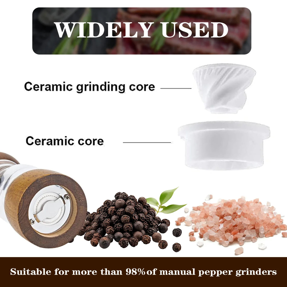Conical Ceramic Burr, Ceramic Grinder for Wood Salt and Pepper Mill, Pepper Mill Replacement Parts Peaceful Pleasures Health and Wellness