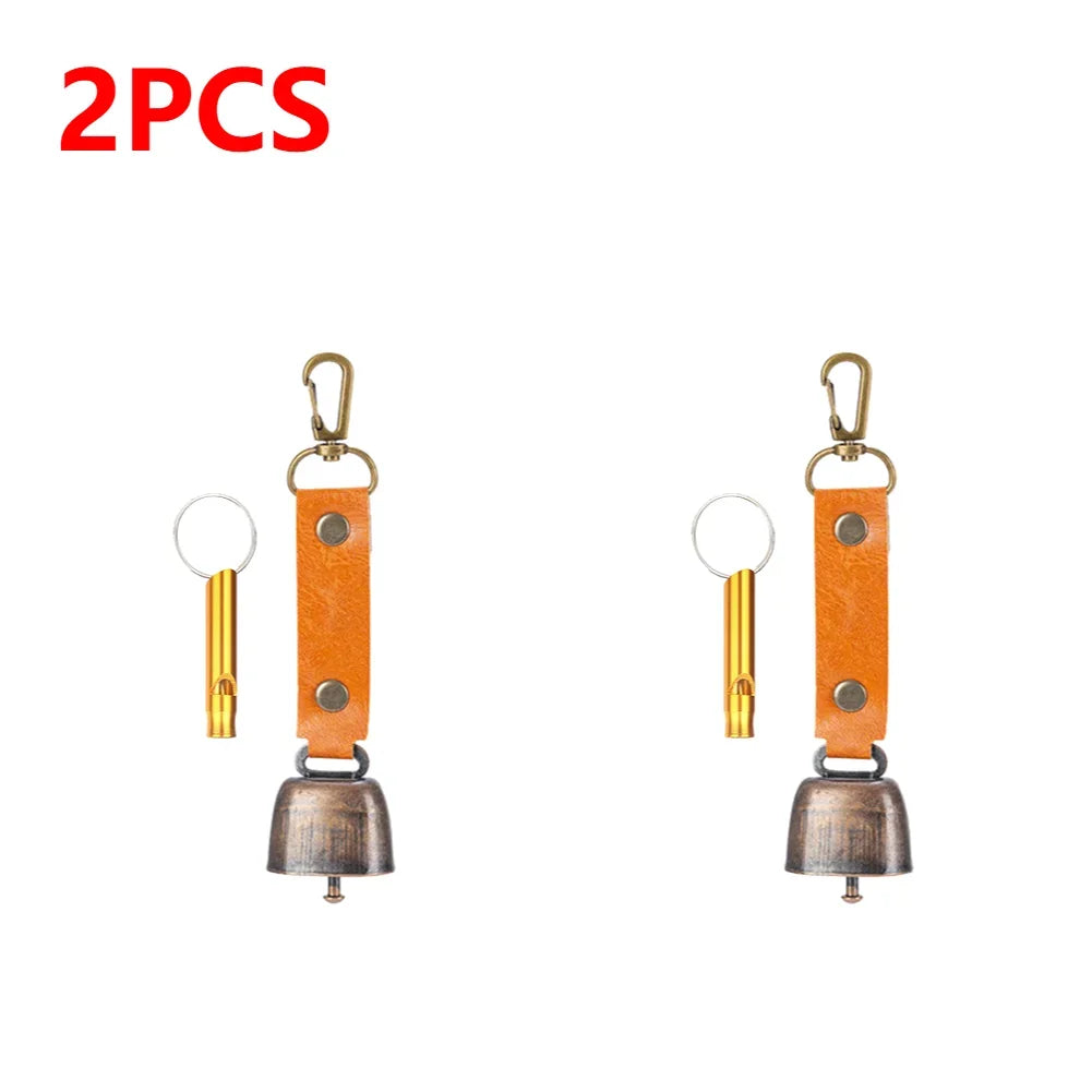 Outdoor Repellent Bear Bell Camping Retro Wind Chime Keychain Accessories Hiking Reminder Pet Pendant Bell for Fishing Peaceful Pleasures Health and Wellness caramel color-1