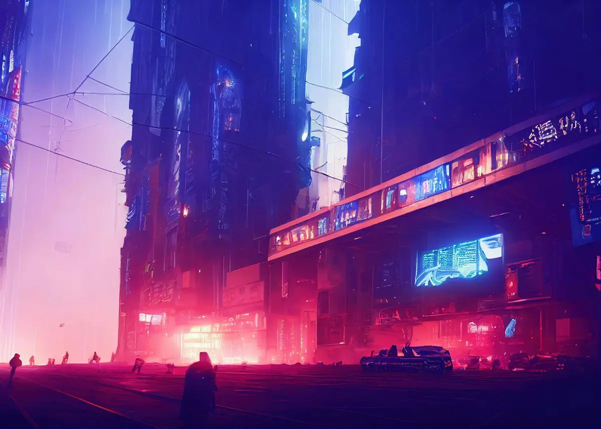 Cyberpunk Neon City Poster Fantasy Collection Wall Art for Passionate Decor Enthusiasts Peaceful Pleasures Health and Wellness P10 55x75cm