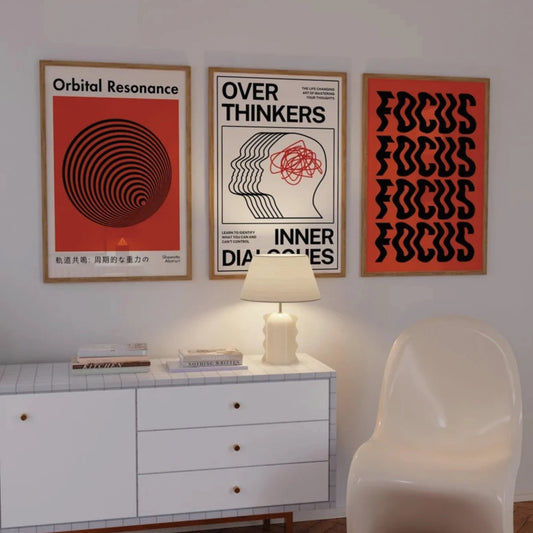 Retro Modern Overthinkers Print Set Creative Wall Art Print Canvas Painting Poster Picture For Living Room,Bedroom Home Decor Peaceful Pleasures Health and Wellness G3579-3pcs 30x40cm No Frame
