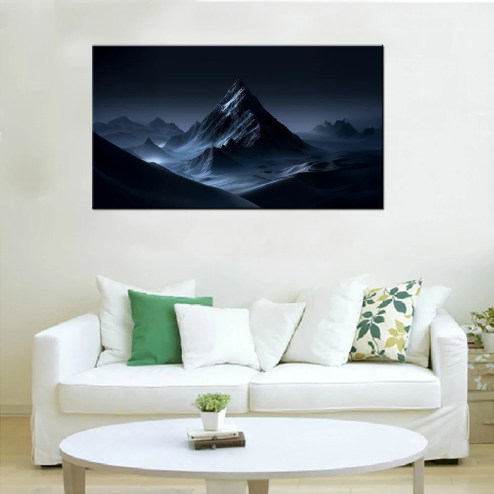 Mountain Night Landscape Canvas Wall Art | Nature Poster Canvas Wall Art Peaceful Pleasures Health and Wellness