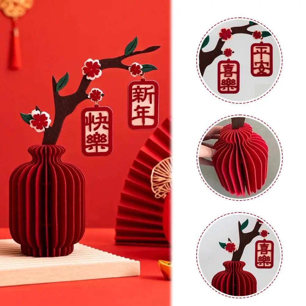 Creative Lantern Design Home Decoration Wedding Room Fabric Vase New Year Living Room Chinese Spring Festival Housewarming Gift Peaceful Pleasures Health and Wellness