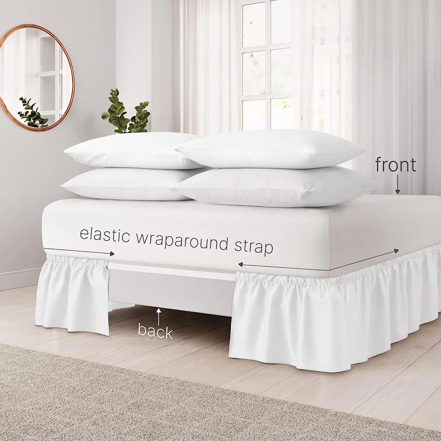 Elastic Ruffle Bed Skirt Solid Color Wrap Around Style Comfortable Fade Resistant Bed Cover Without Surface Twin Queen King Size Peaceful Pleasures Health and Wellness