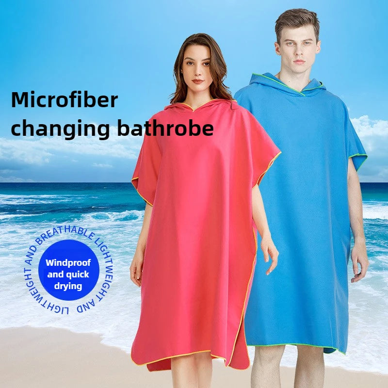 Microfiber Surf Poncho Hooded Changing Robe | Quick-Dry Beach Towel Surf Changing Robe Peaceful Pleasures Health and Wellness