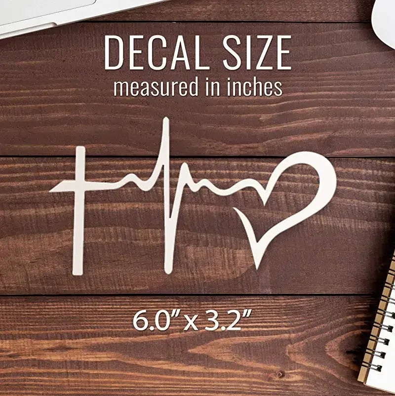 6"*3.2" Christian Life Line Cross & Heart Vinyl Decal Bumper Sticker for Your Car Peaceful Pleasures Health and Wellness