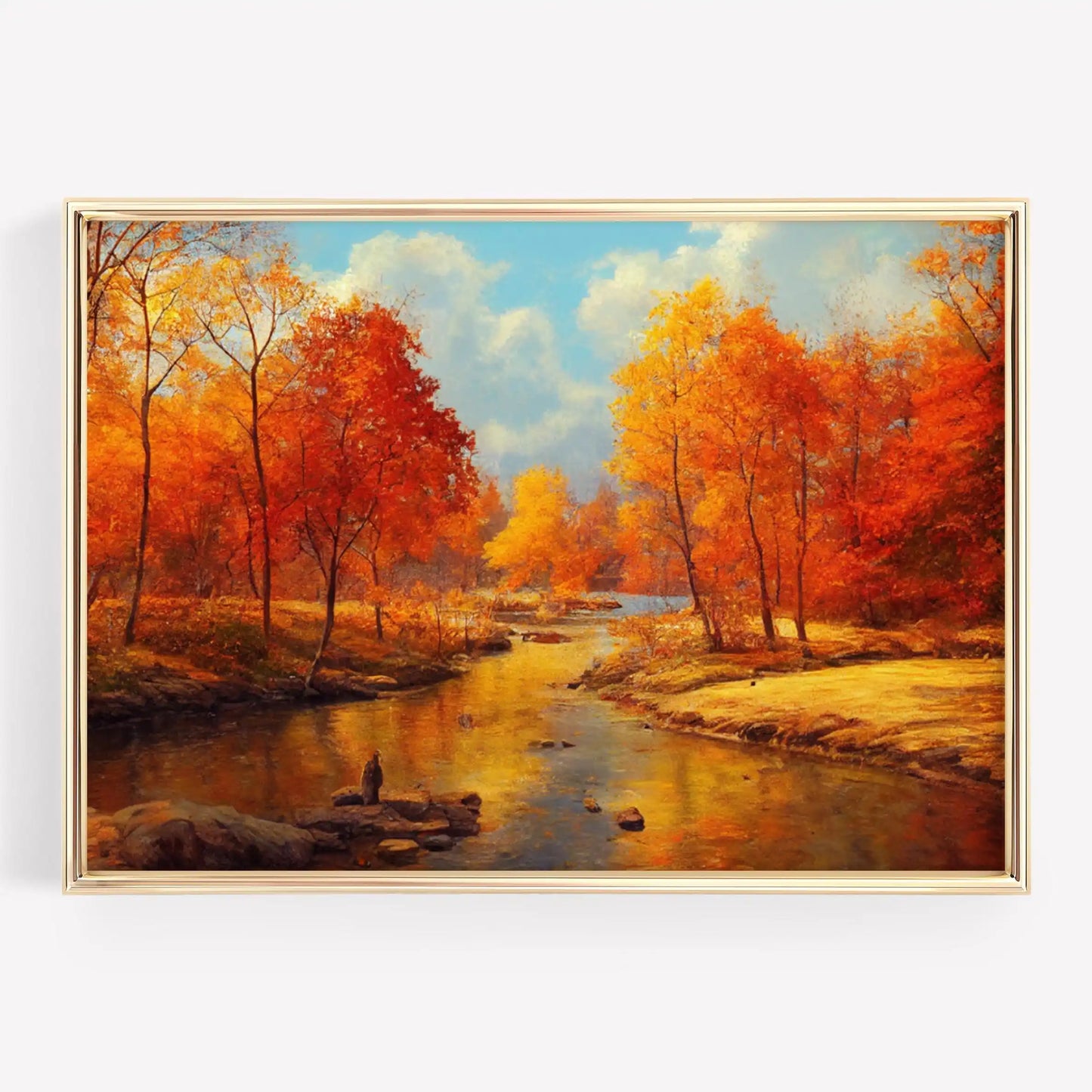 Autumn Forest Path Canvas Print | Golden Leaves Wall Art