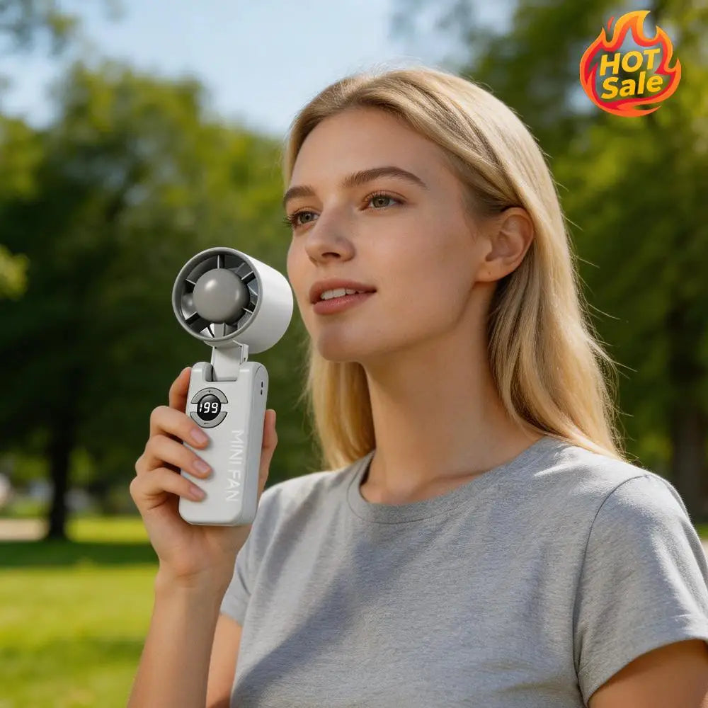 Portable Foldable Fan – 199 Speed Digital Display, USB-C Rechargeable