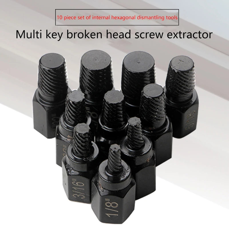 10Pcs Multi-Spline Screw Extractor Screw Extractor Kit Alloy Steel Damaged Screw Remover Set Easy Out Drill Bit Screws Bolt Stud Peaceful Pleasures Health and Wellness