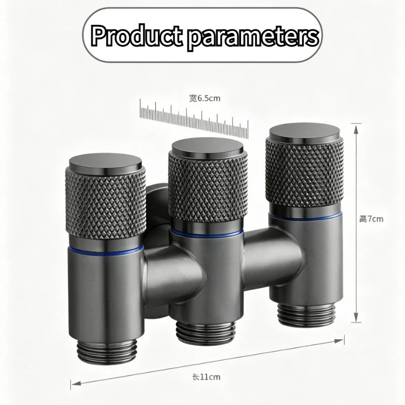 All Copper 1-to-3 Way Bathroom Faucet Valve Fitting