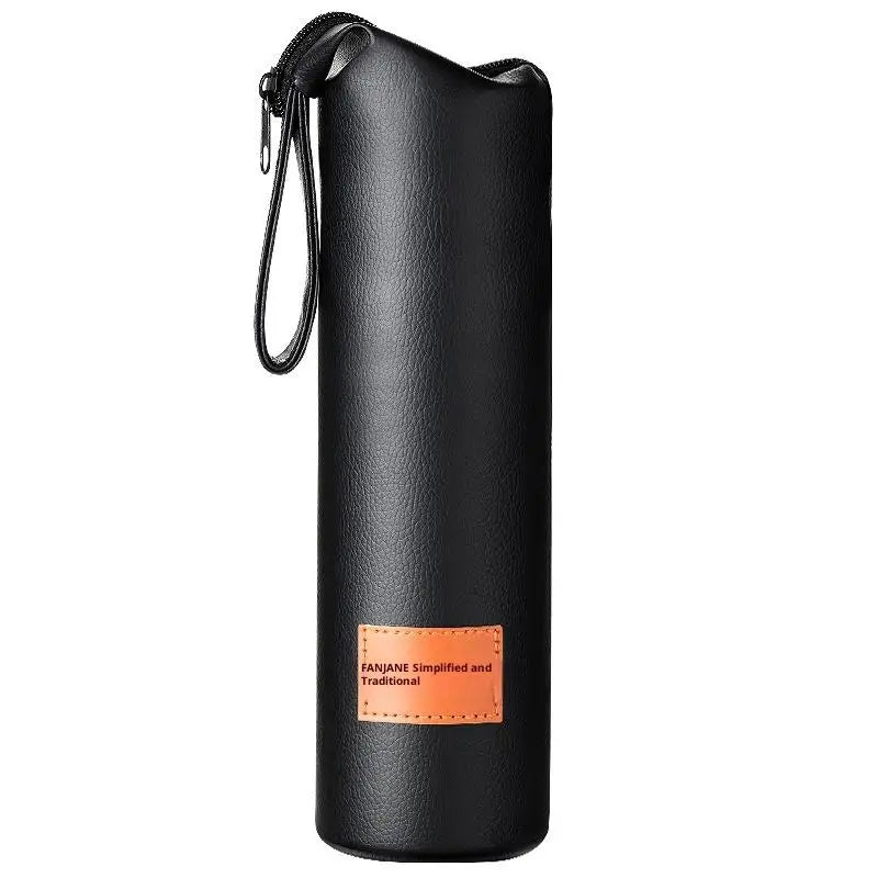 Leather Water Bottle Sleeve with Rope | Portable Cup Pouch