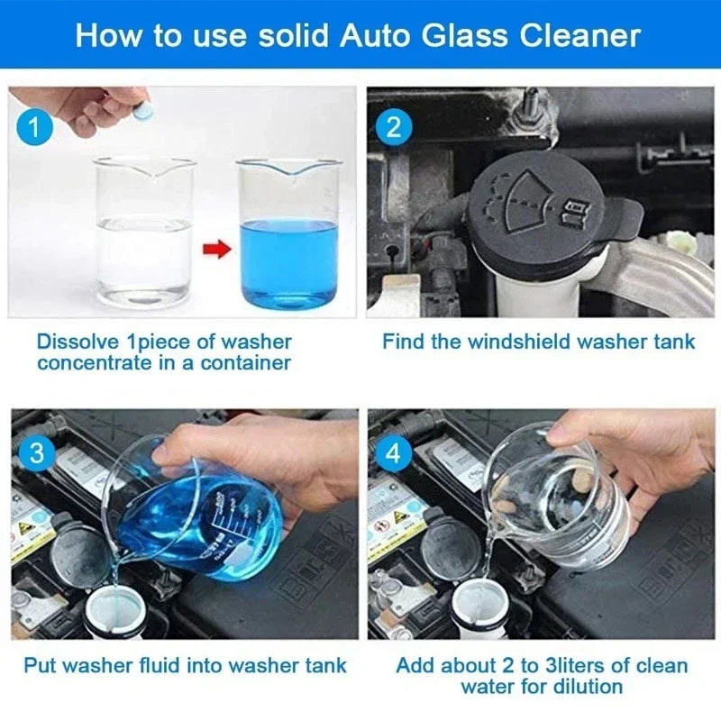 100pc Windshield Washer Fluid Effervescent Tablets Concentrated