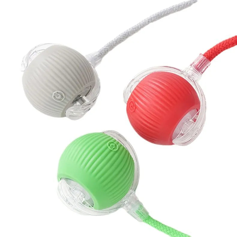 Smart Rechargeable Cat Toy Ball Automatic Rolling with Faux Tail Interactive Pet Play Training Toy for Cats Dogs Training Play Peaceful Pleasures Health and Wellness