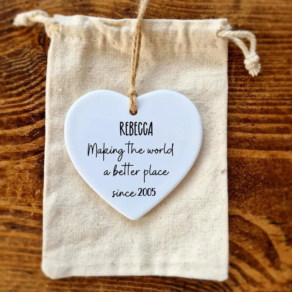 Personalised Ceramic Heart Ornament | 30th 40th 50th Birthday Gift Personalised Ceramic Ornament Peaceful Pleasures Health and Wellness 21th 3inch