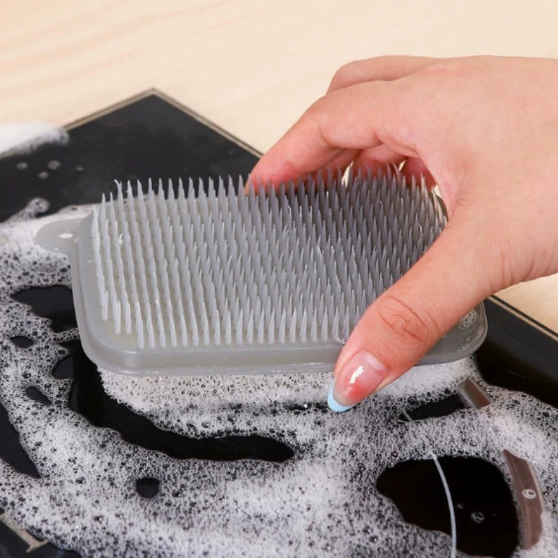 2/4pcs Kitchen Silicone Sponge Dish Washing Scrubber Household Cleaning Sponge Kitchen Gadgets Brush Accessories For Dishes Peaceful Pleasures Health and Wellness