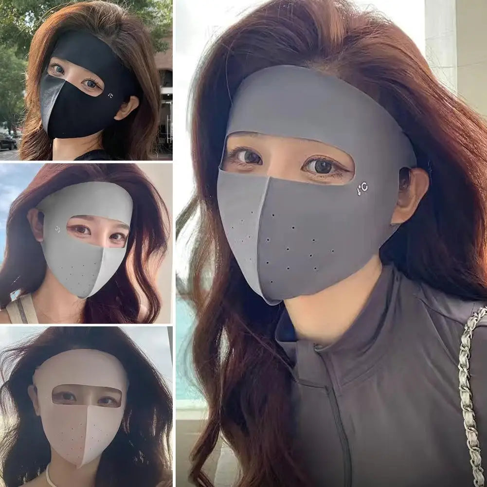 Women's Full Face UV Protection Mask, Breathable Ice Silk Sunscreen Cover for Outdoor Reusable Sunscreen Dustproof Mask Peaceful Pleasures Health and Wellness