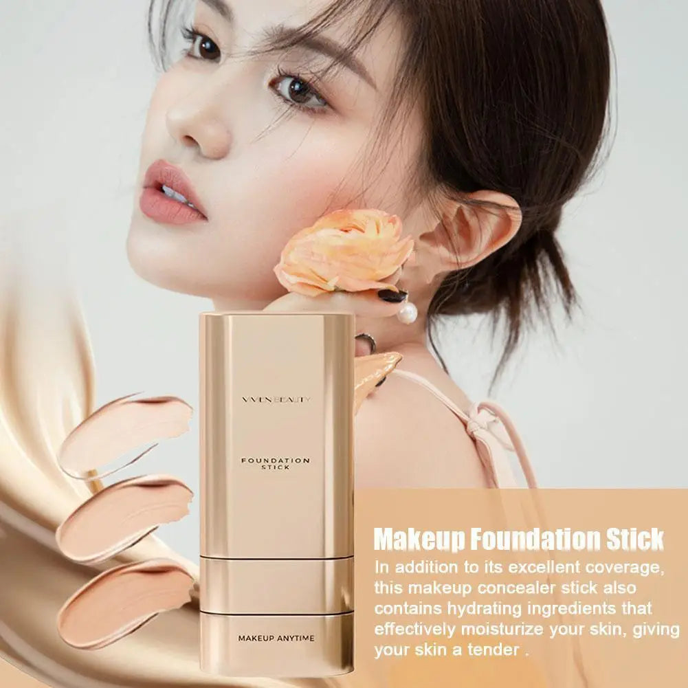 Face Foundation Stick With Brush, Velvet Moist Light Concealer Full Coverage Oil Control Dark Circles Corrector Facial Makeup Peaceful Pleasures Health and Wellness