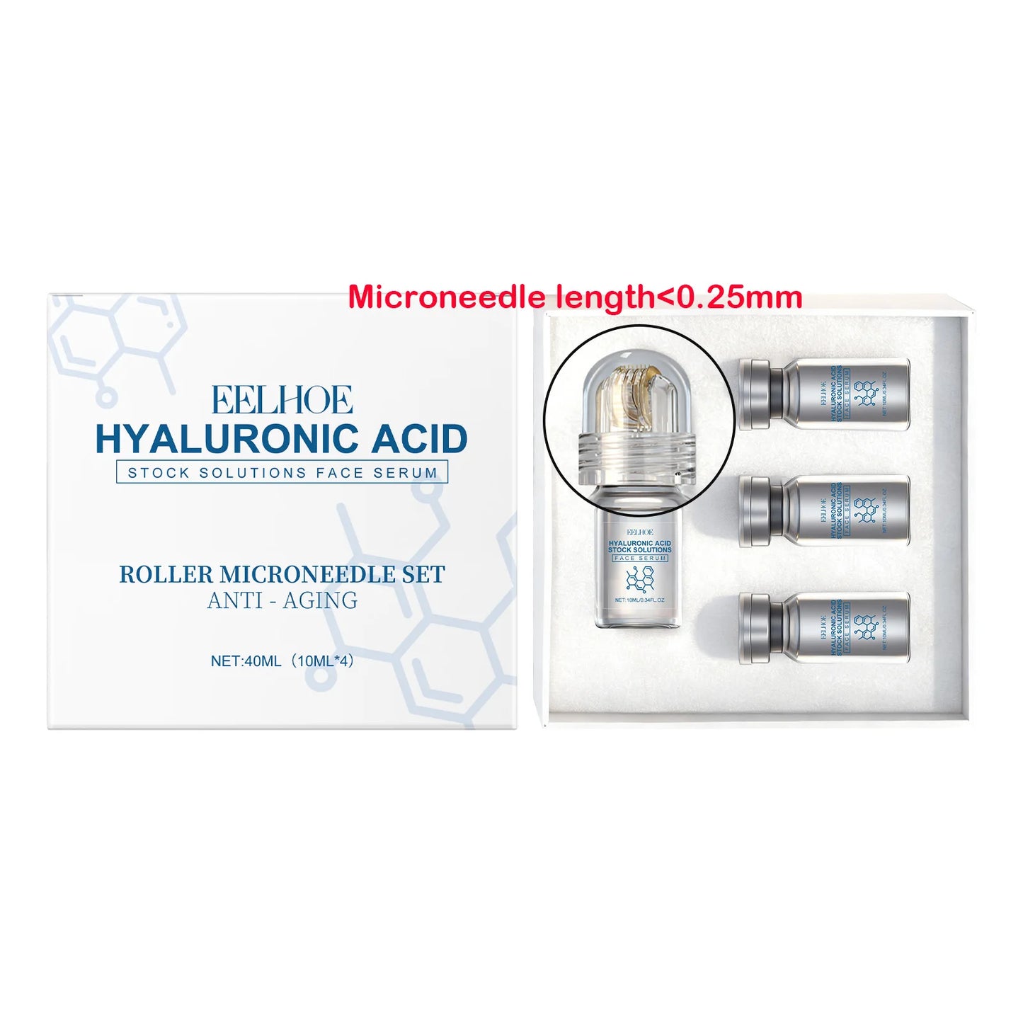Hyaluronic Acid Face Serum & Microneedle Roller Set | EELHOE