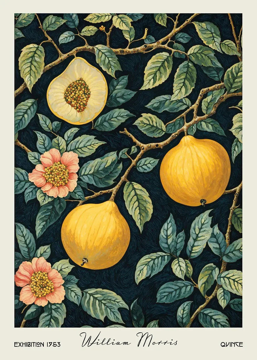 William Morris Retro Kitchen Fruit Canvas Wall Art | Dining Decor