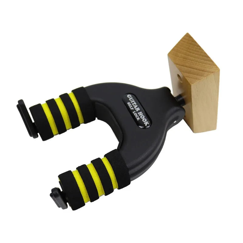 Self Locking Wooden Base Guitar Hook Auto Close Gravity Lock Design