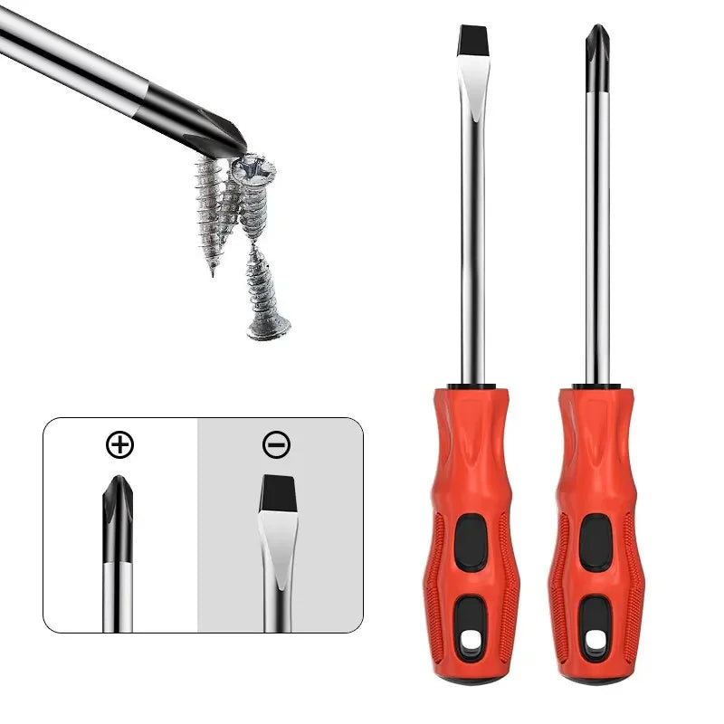 2Pcs Multifunctional Magnetic Screwdriver Flat Head Cross Screwdriver Anti Slip Basic Manual Screw Drive Tool Household Peaceful Pleasures Health and Wellness