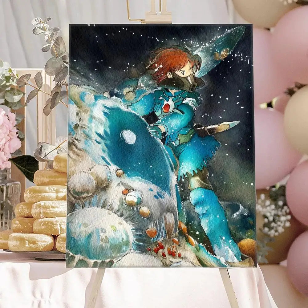 Nausicaä Valley of the Wind Anime Canvas Poster | Wall Art Anime Canvas Poster Peaceful Pleasures Health and Wellness Black19 40x50cm Unframed