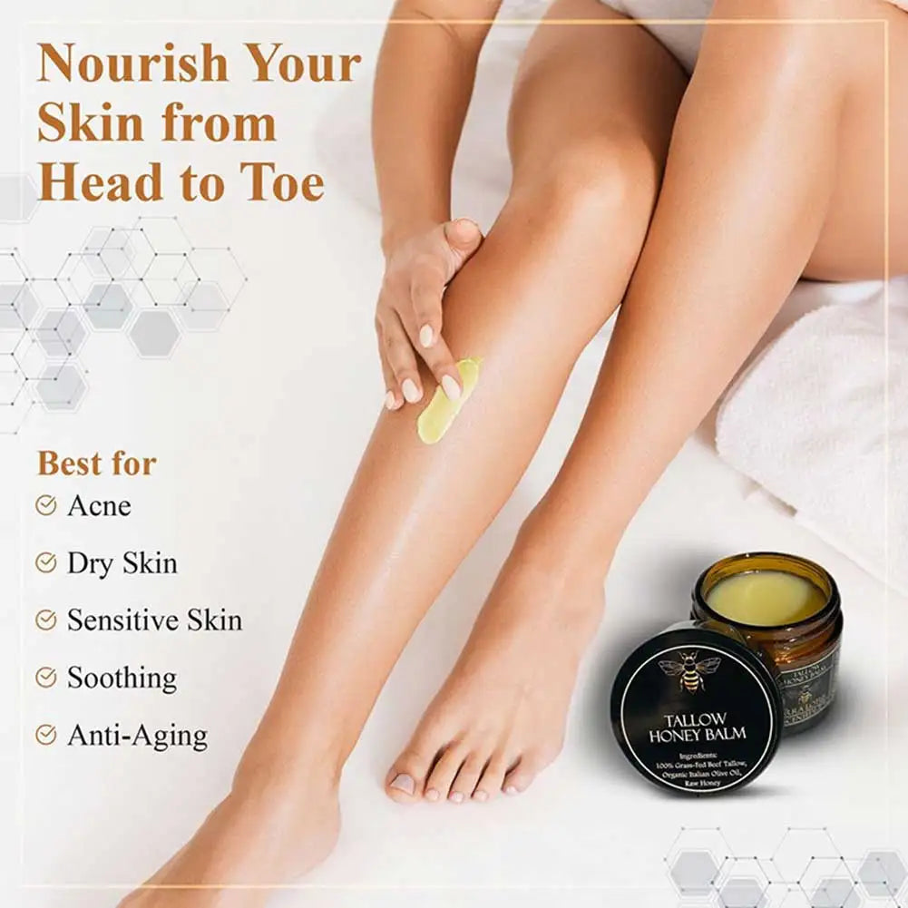 Grass-Fed Beef Tallow & Raw Honey Balm – Natural Moisturizer