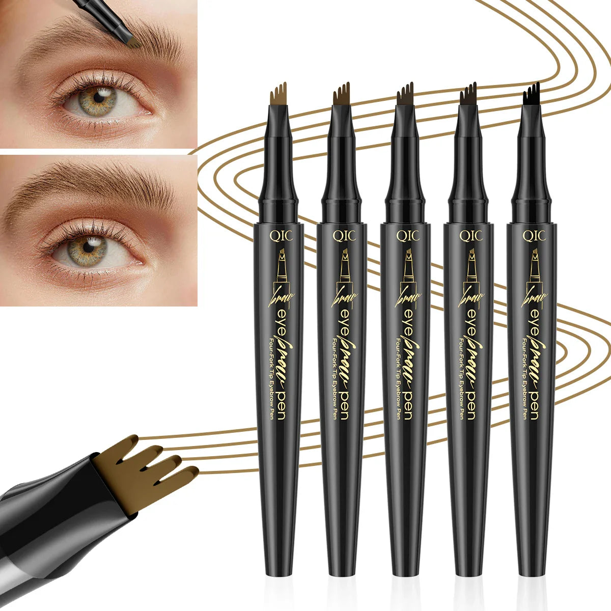 QIC 4D Micro-Textured Eyebrow Pen – Waterproof, Smudge-Proof