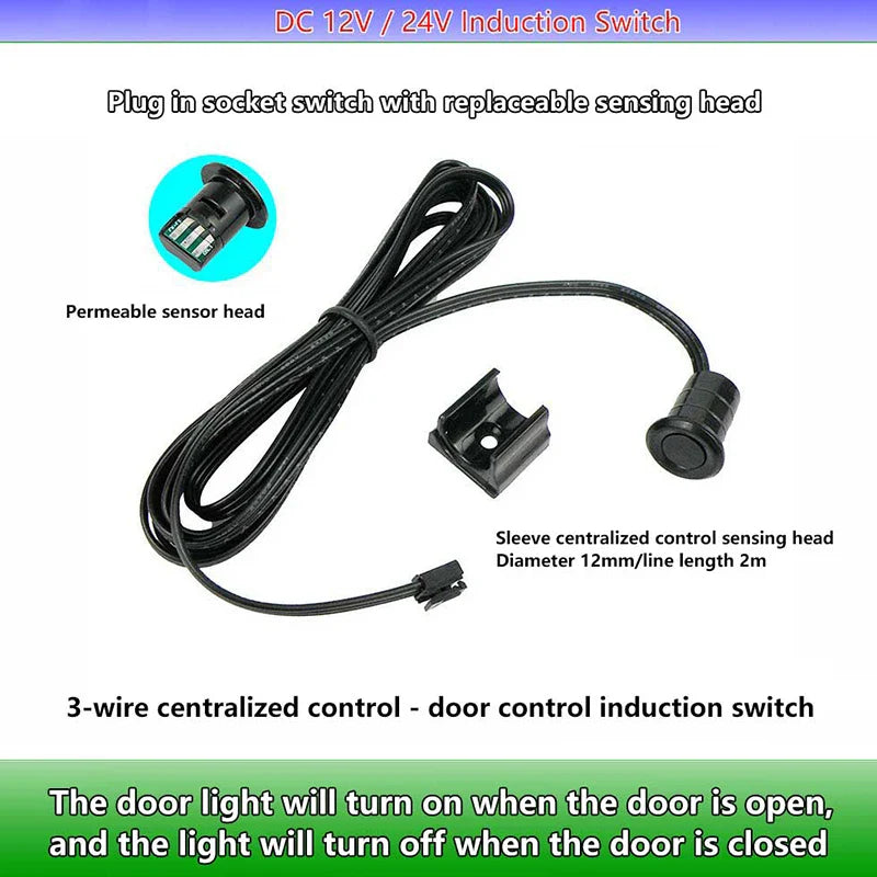 Mini LED Cabinet Sensor Switch 12V 24V – Touch, PIR & Door