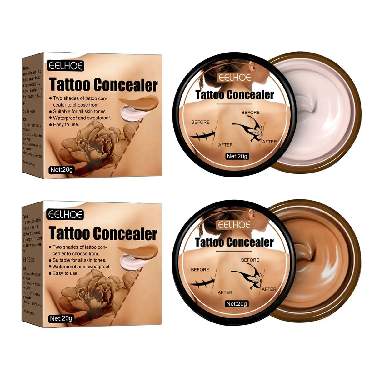 Waterproof Tattoo Concealer Cover Scar Makeup Brighten Foundation Cream Freckle Birthmarks Cover Concealer Body Coverage Cream Peaceful Pleasures Health and Wellness