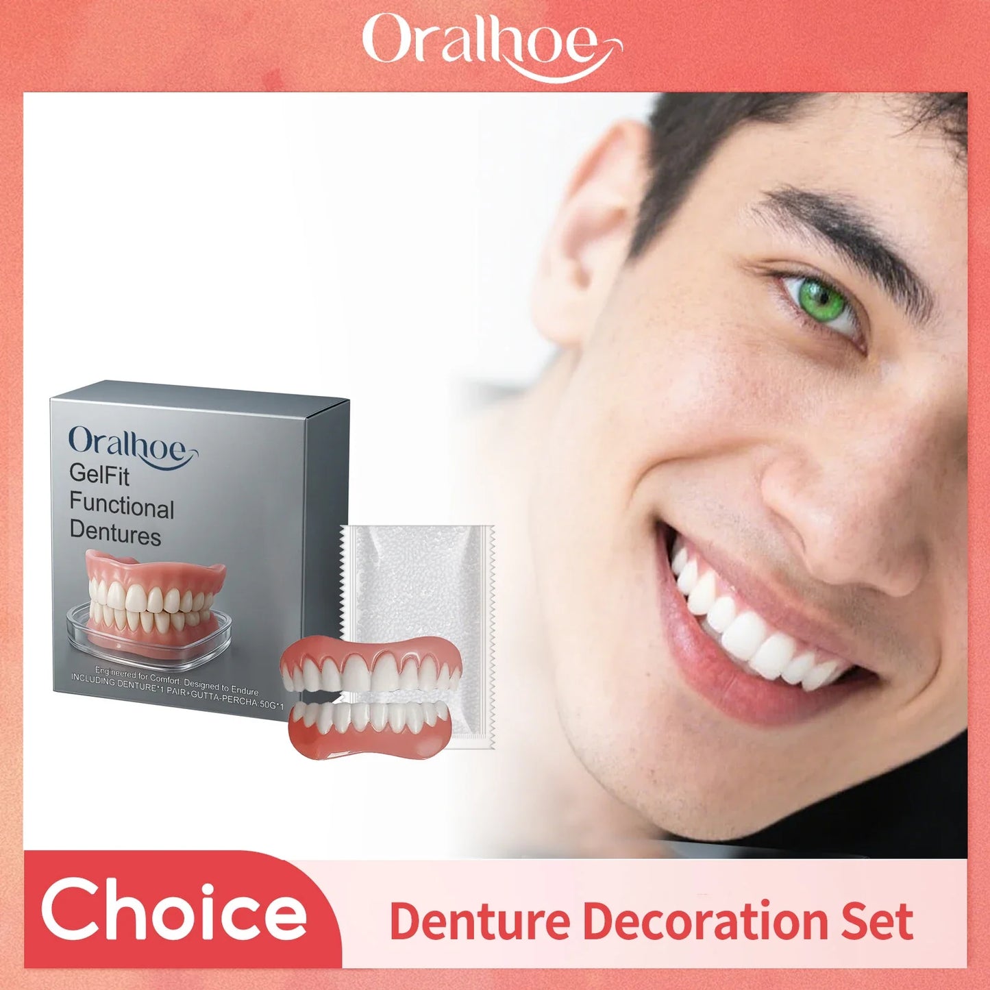 Temporary Veneers Denture Set – Upper & Lower False Teeth Kit