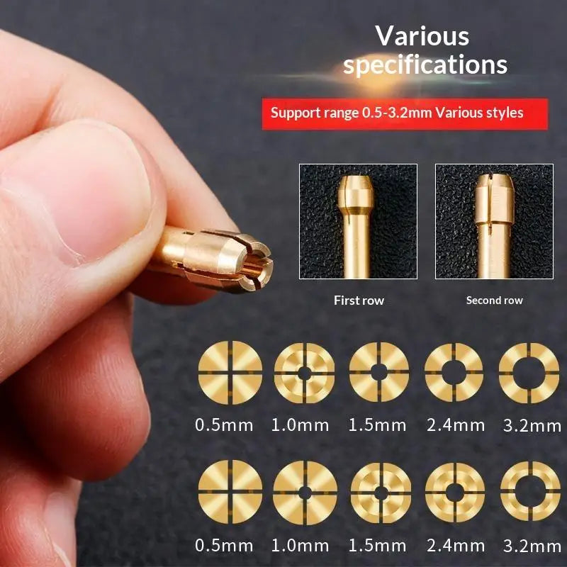 11-Piece Brass Collet Chuck Set for Rotary Tools 0.5–3.2mm