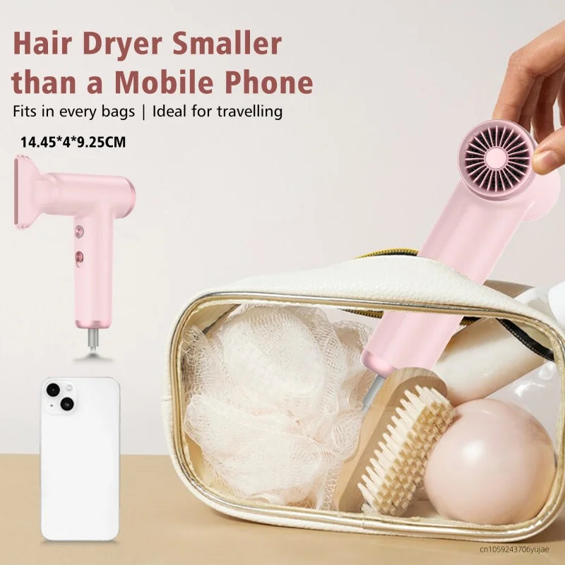Popular Mini Hair Dryer Portable Travel Constant Temperature Hair Care Negative Ion Cold And Hot Air Gear High-Speed Blower 2025 Peaceful Pleasures Health and Wellness