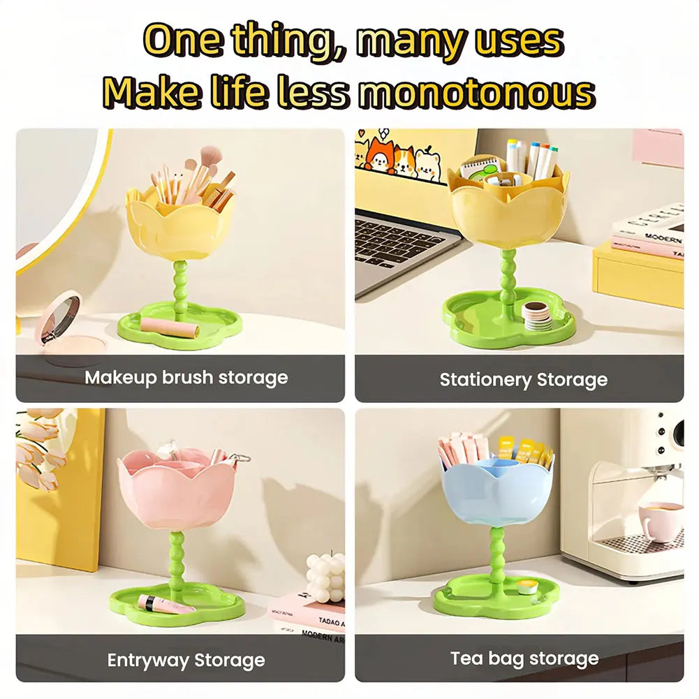 Cute Key Dish Tray Flower Shaped Hallway Double-Layer Storage Rack Living Room Desk Tray For Keys Small Items Decorative Shelf Peaceful Pleasures Health and Wellness