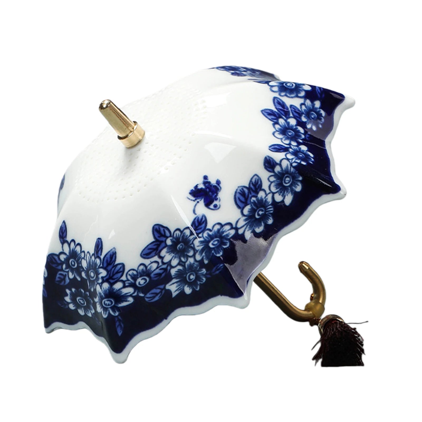 Umbrella Tea Infuser Chinese Blue & White Porcelain Umbrella Tea Strainer Traditional Oriental Kung Fu for Brewing Peaceful Pleasures Health and Wellness Celadon