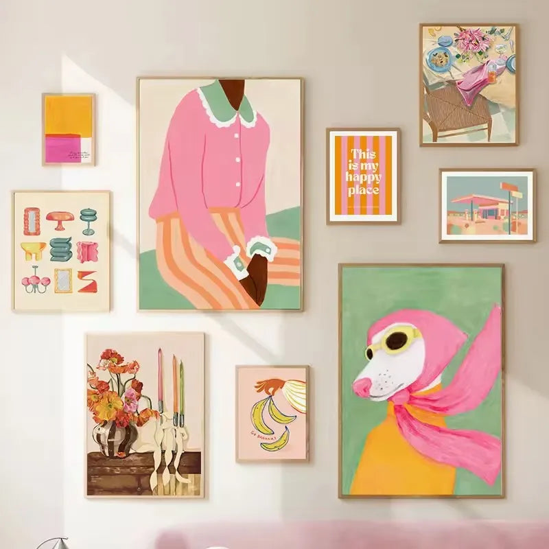 Abstract Fashion Girl Dog Canvas Wall Art Print | Home Decor Canvas Wall Art Print Peaceful Pleasures Health and Wellness