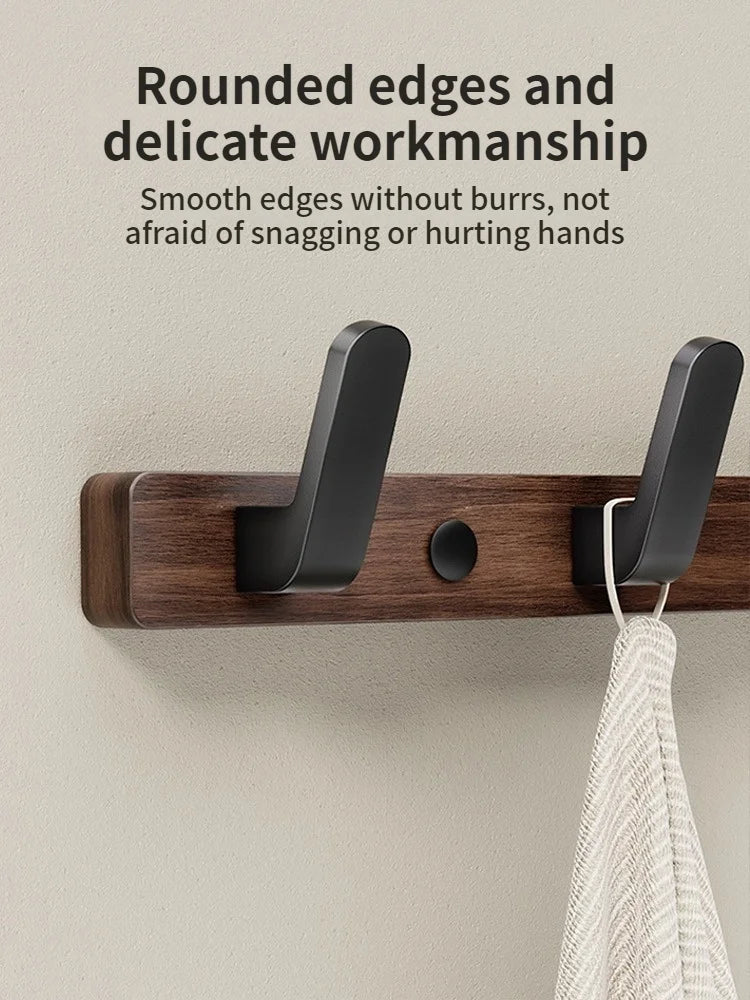 Wood & Aluminum Wall Hook – Towel & Clothes Hanger for Bathroom