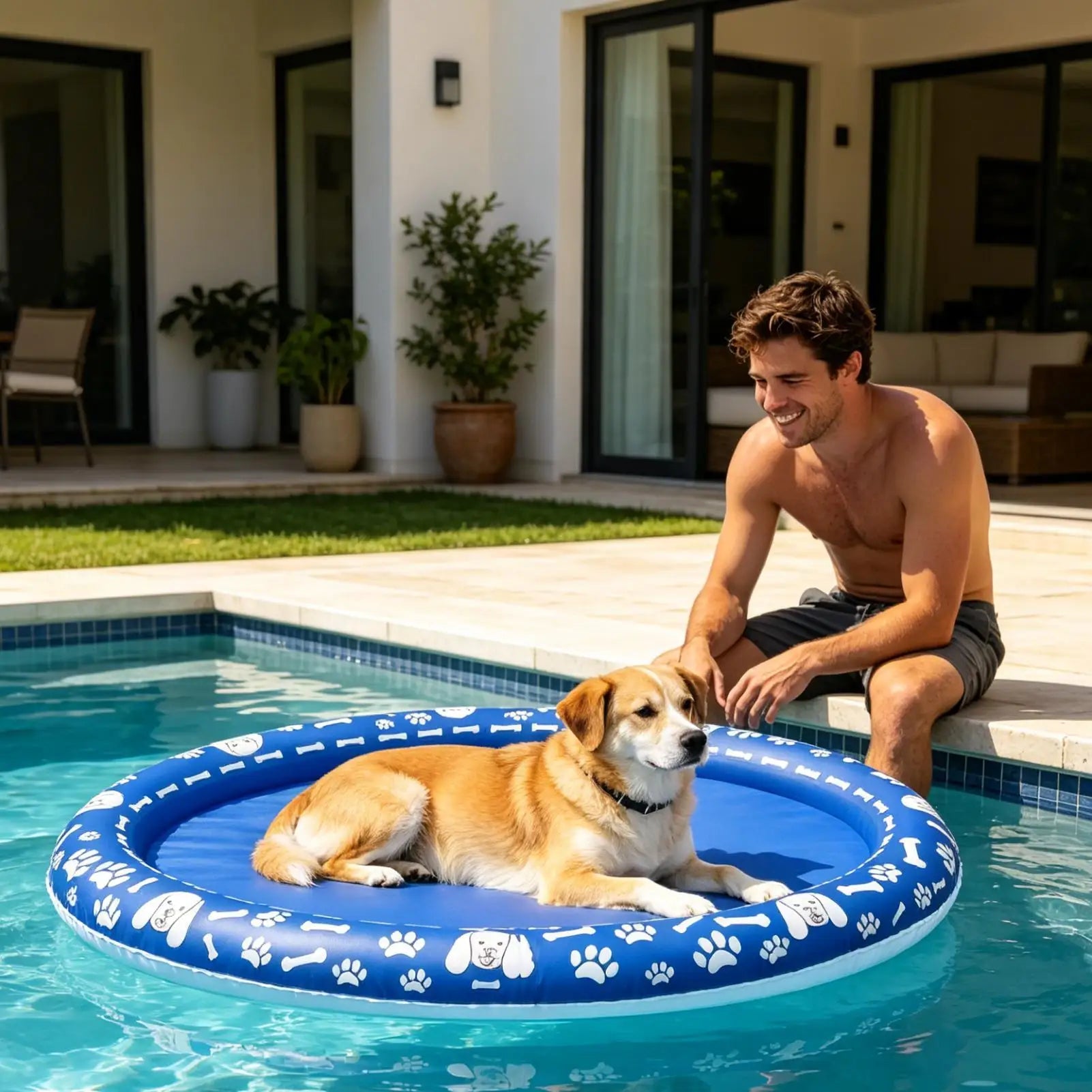 Pool Floats For Dogs Scratch-Proof Inflatable Water Raft Dog Raft For Cat Puppy Water Swimming Lake Pond River Beach Summer Peaceful Pleasures Health and Wellness