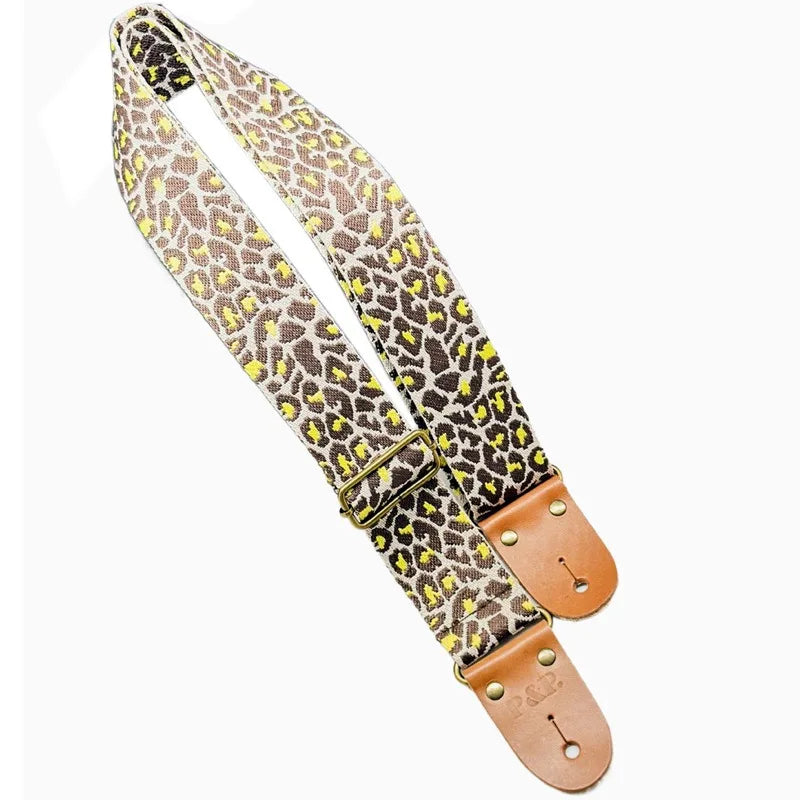 PP Guitar Strap Praise Jacquard Plaid Leopard Print Wholesale Folk