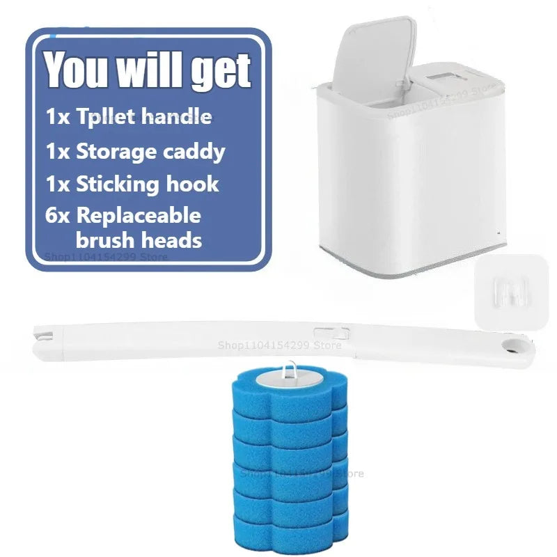 Disposable Toilet Brush Kit | Long Handle & Wall Mount