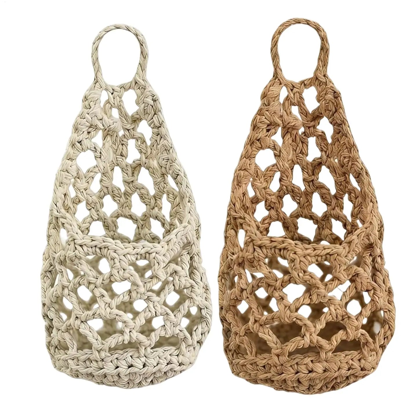 Boho Macrame Plant Hanger – Cotton Rope Woven Basket