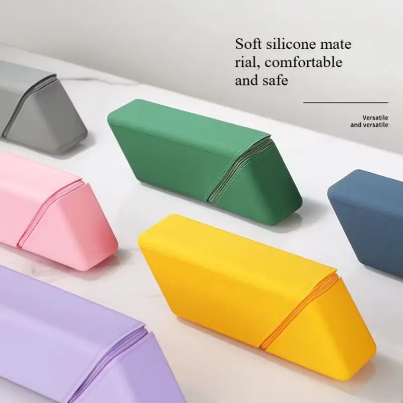 1pcs Silicone Pencil Case Large Capacity Student Pencil Case Gradient Rectangular Stationery Organizer Pencil Case Peaceful Pleasures Health and Wellness
